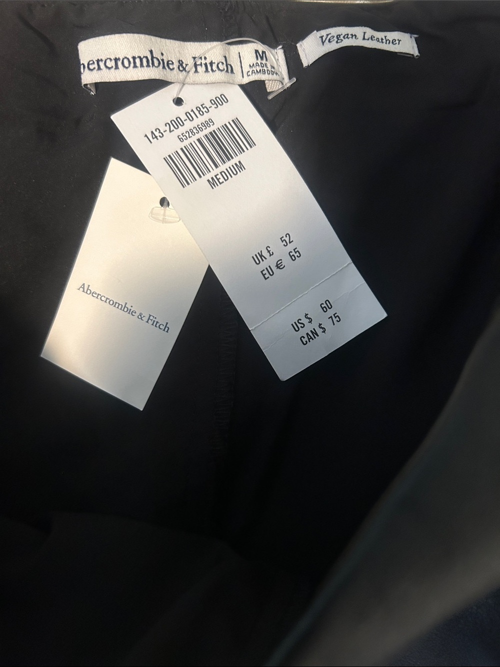 Black Abercrombie Vegan Leather Mini Skirt. Medium. - Picture 4 of 4